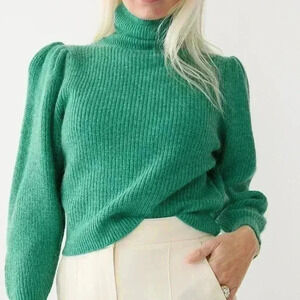 NWT J.CREW Cropped puff-sleeve turtleneck sweater | size 2X